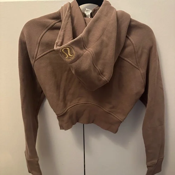 Lululemon Crop Brown Hoodie with Gold Zipper - Picture 3 of 4